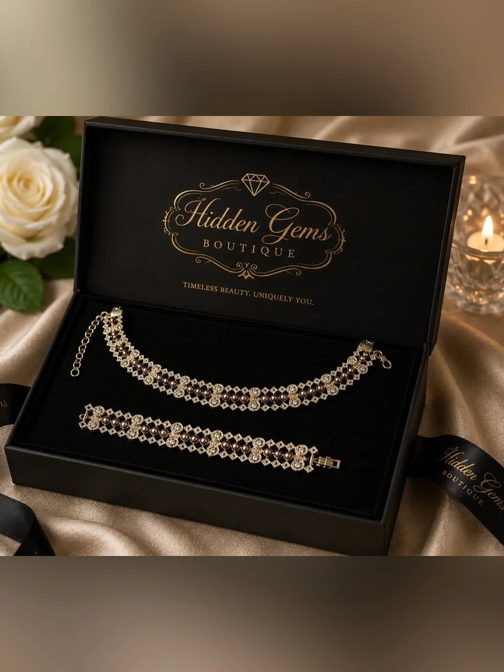 Gold-Tone Floral Crystal Choker Necklace - Gold